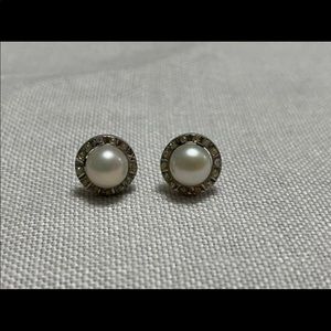 Pearl and rhinestone earrings
